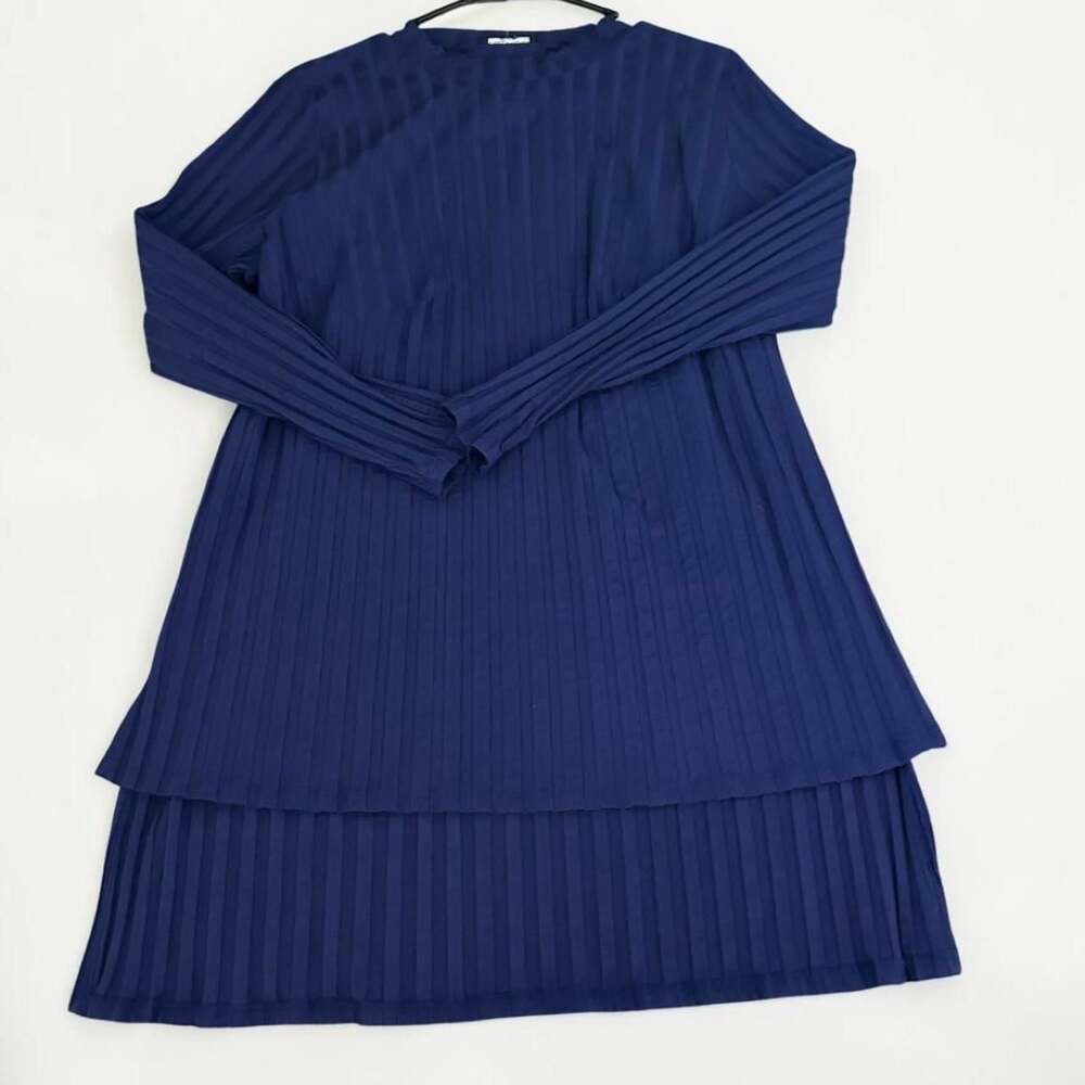Eileen Fisher Navy Ribbed Knit Tunic Top